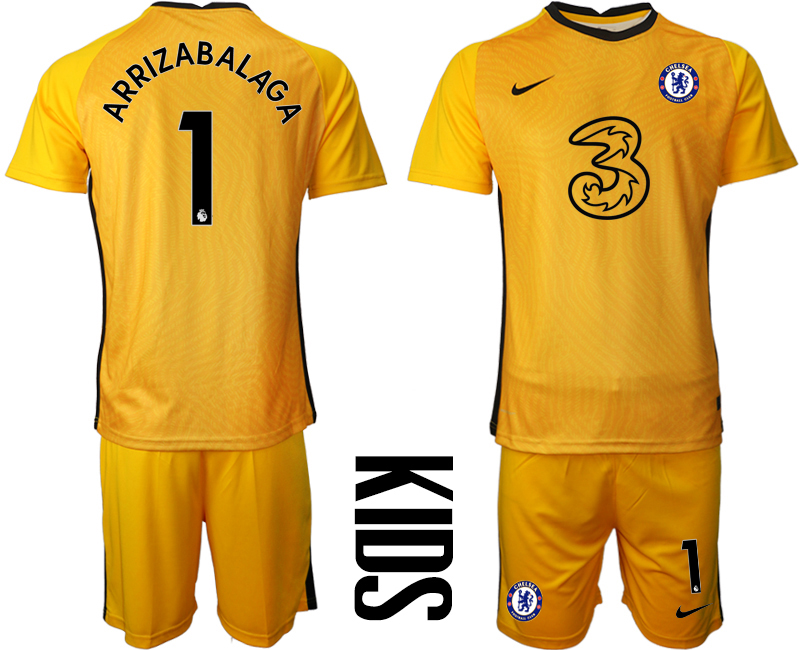 2021 Chelsea yellow goalkeeper Youth #1 soccer jerseys->youth soccer jersey->Youth Jersey